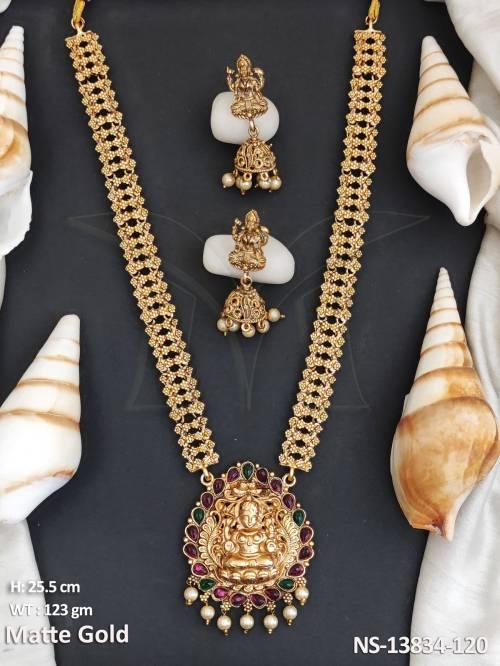 designer-beautiful-fancy-style-antique-jewellery-matte-gold-polish-long-necklace-set-
