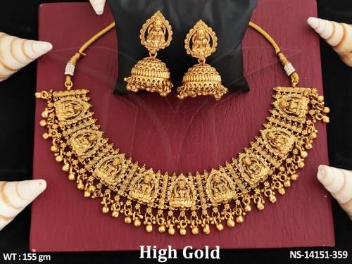 Beautiful Antique Jewellery Designer High Gold  Polish Party Wear Necklace Set 