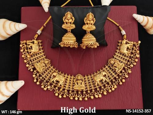 Antique Jewellery High Gold Polish Designer Fancy Style Necklace Set 