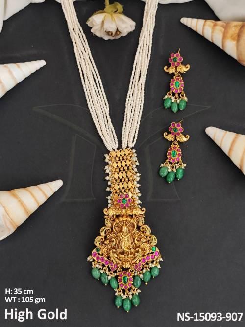 Temple Jewellery Fancy High Gold Polish Designer Temple Necklace Set 