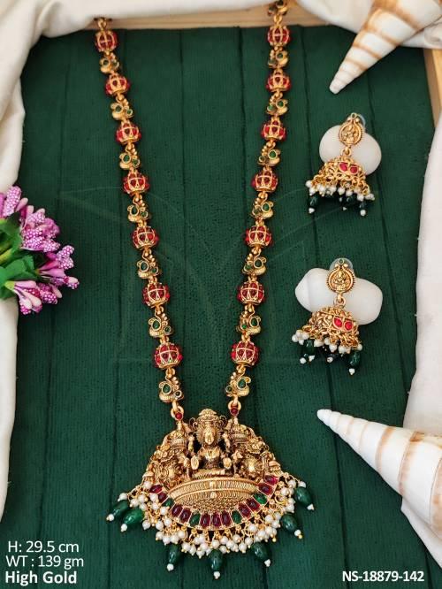 Temple  High Gold Polish Fancy Style Necklace Set   