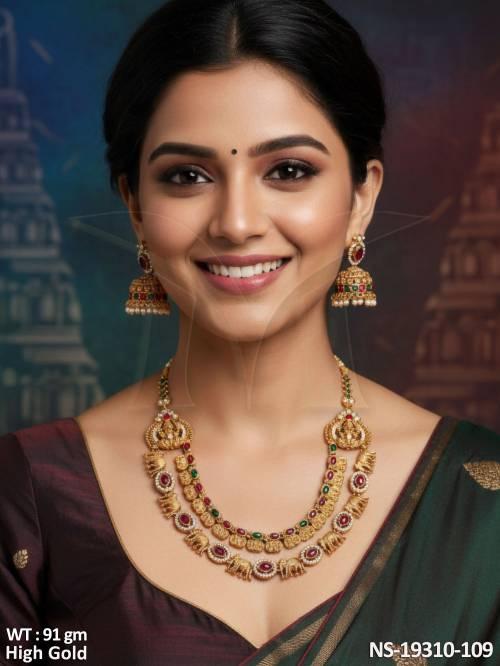 traditional-antique-finish-temple-necklace-set-with-earrings