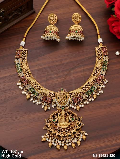 Temple Goddess Lakshmi Necklace Set
