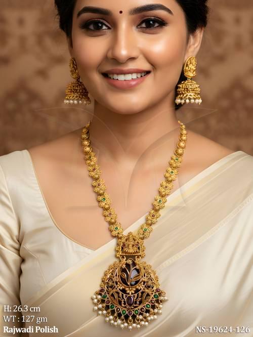 Temple Lakshmi Pendant Traditional Necklace Set