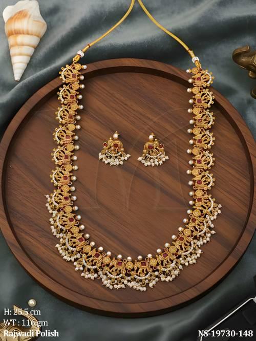 Antique Temple Long Necklace Set with Earrings