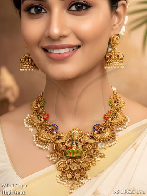 Antique Style Temple Lakshmi Necklace Set