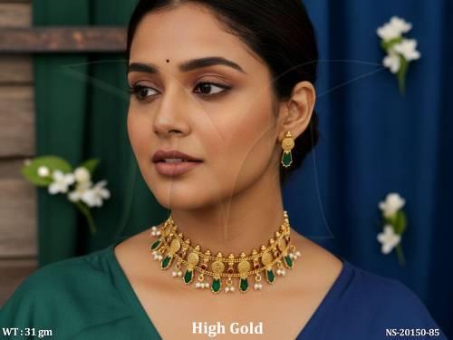 Premium South Indian Coin Necklace Set
