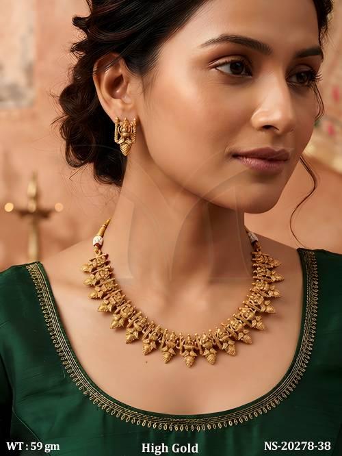 Temple Lakshmi Necklace Set High Gold Traditional Design