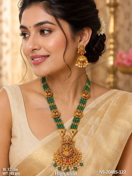 Fancy South Indian Temple Necklace Set High Gold