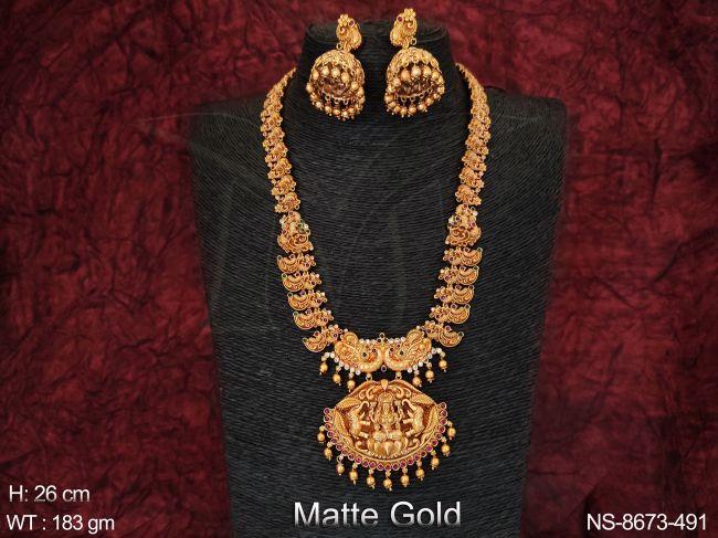 Laxmi Design Pendant Beautiful Party wear Long Temple Necklace Set