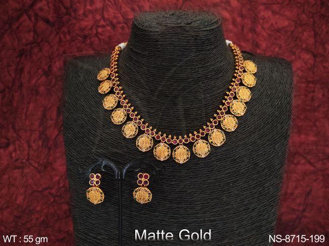 fancy style beautiful designer temple necklace set