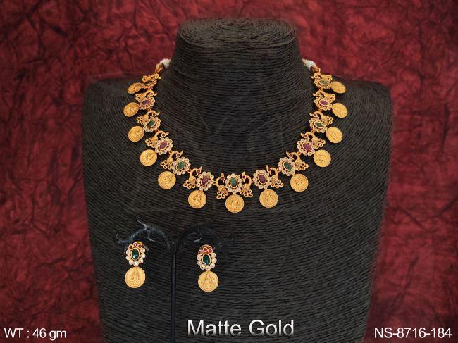 Full Stones Designer Beautiful Fancy Style Temple Necklace Set