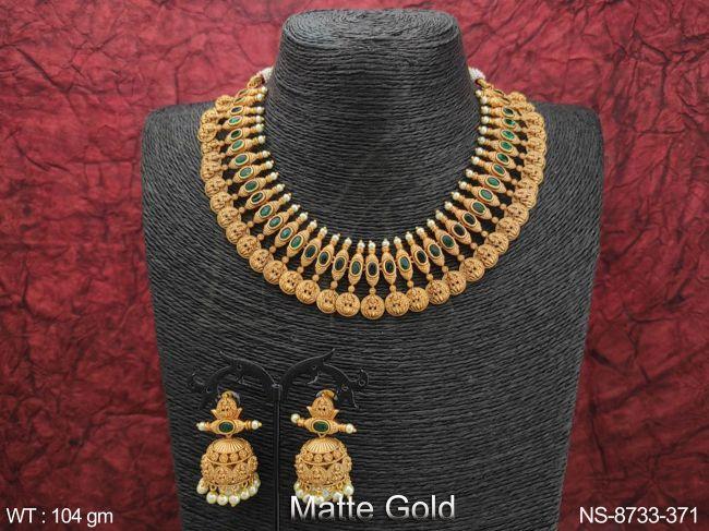 designer fancy style beautiful temple jewelry necklace set