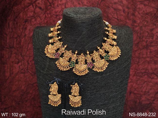 beautiful designer party wear fancy style temple  necklace set