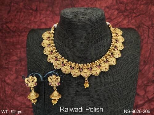 Designer Fancy Design Party wear Beautiful Temple Necklace Set