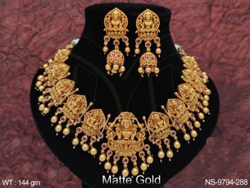 beautiful-matte-gold-polish-designer-fancy-design-temple-necklace-set