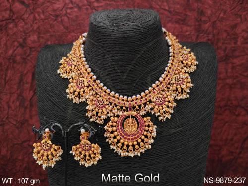 Beautiful Fancy Design Party wear Temple Necklace Set