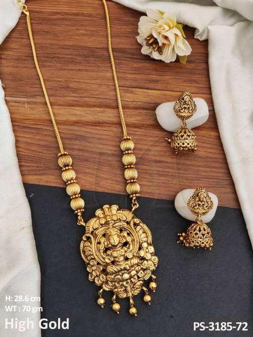 designer-fancy-laxmi-design-pendant-high-gold-polish-long-temple-jewellery-temple-pendant-set-