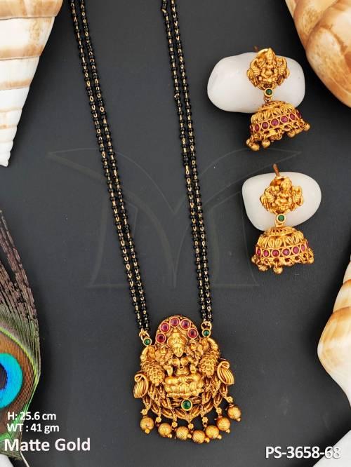 Temple Jewellery Designer Matte Gold Polish Party Wear Pendant Set   — PS-3658-68