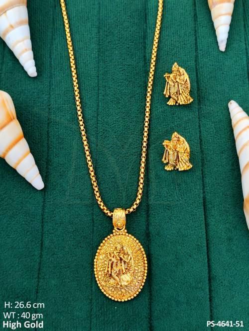 Temple Design High Gold Polish Pendant Set   