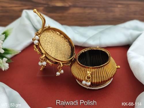 Designer Fancy Design Rajwadi Polish Temple Jewellery Kumkum Sindoor Box