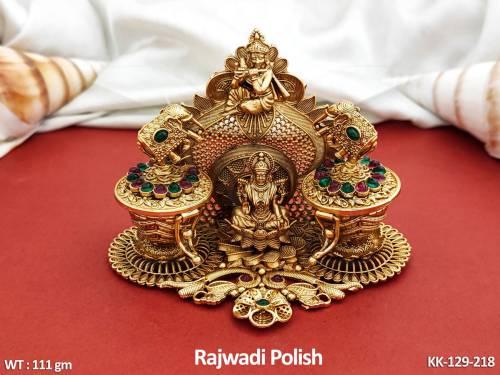 Rajwadi polish South Fashion God Figure Indian Traditional Jewelry Fancy Temple Kumkum Box 