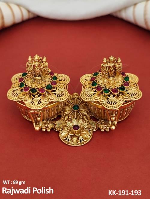 Temple Jewellery Rajwadi Polish God Face Beautiful Sindoor Box 