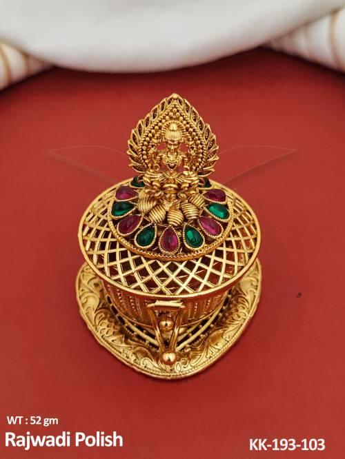 Temple Jewellery Rajwadi Polish Stylish Design Full Stone Temple Sindoor Box 
