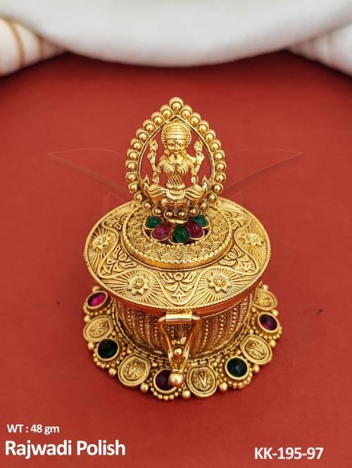 Temple Jewellery Fancy Design Rajwadi Polish God Face Temple Sindoor Box