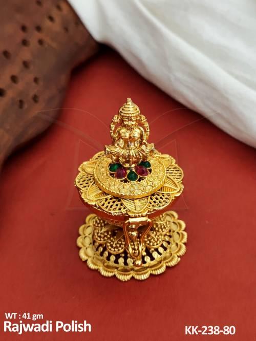 Designer Rajwadi Polish  Kumkum Box  Elegant & Traditional Pooja Essentials