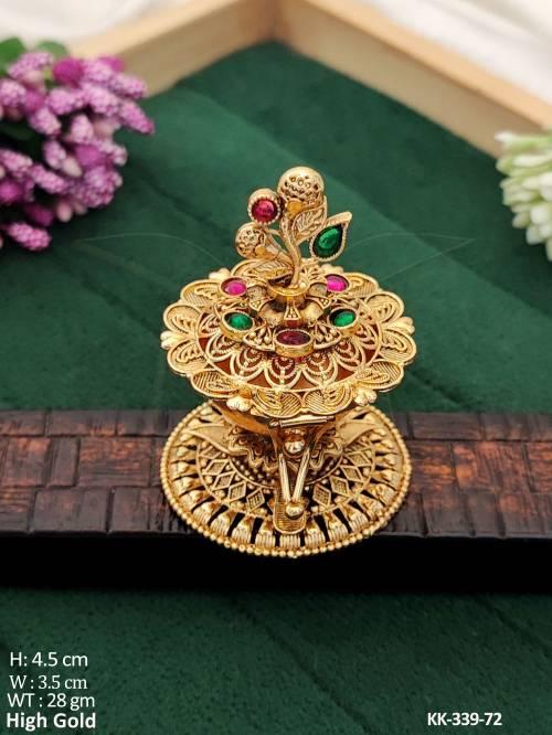 Beautiful High Gold Polish Full Stone Sindoor Box  