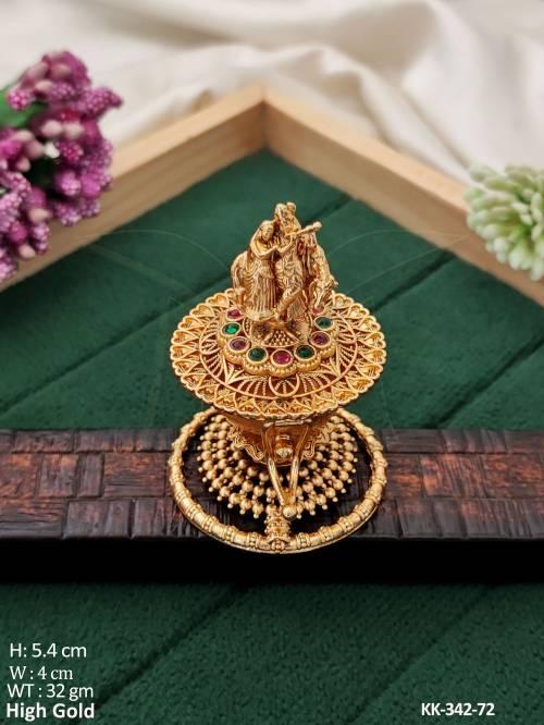 Decorative Radha Krishna Sindoor Box with Stones 