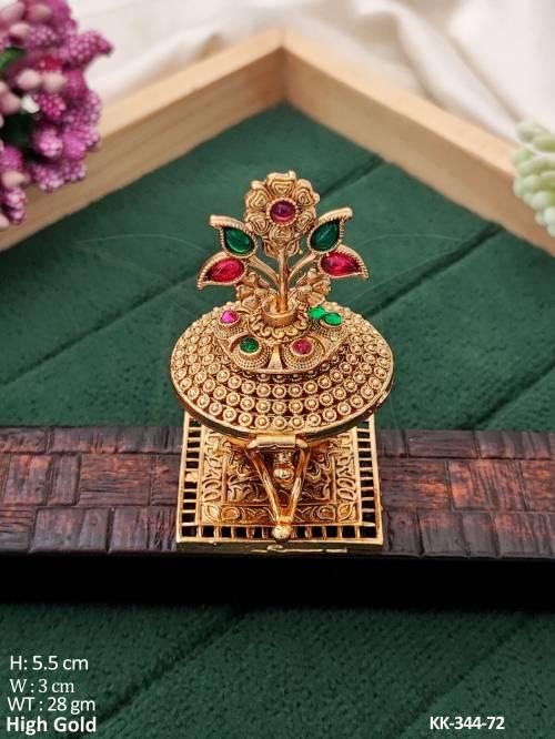 High Gold Temple Sindoor Box with Floral Design 