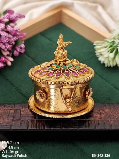 Beautiful Design Rajwadi Polish Full Stone Party Wear Sindoor Box   