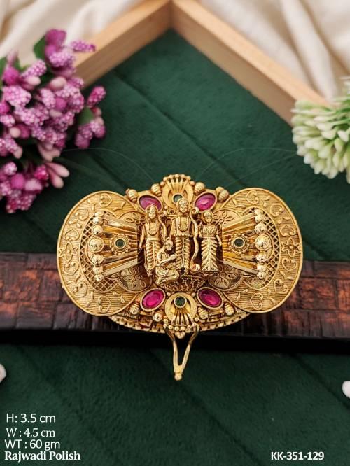 Beautiful God Figure Rajwadi Polish Full Stone Sindoor Box  