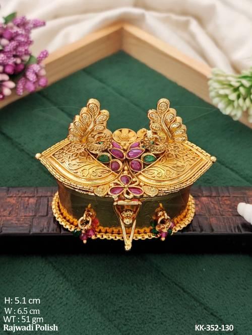 Beautiful Rajwadi Polish Full Stone Design Sindoor Box  