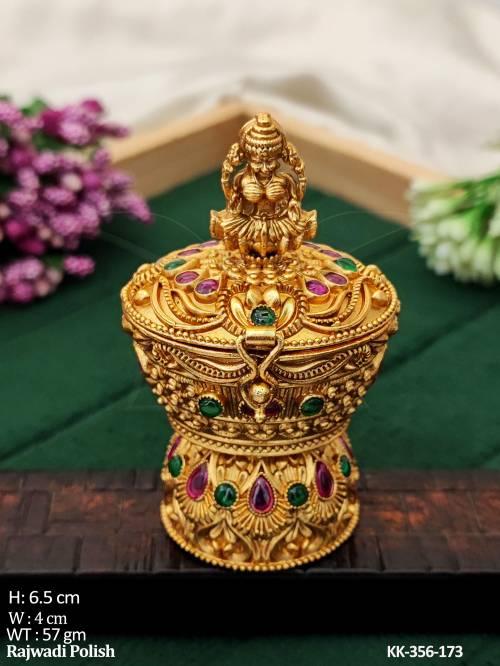 Beautiful Rajwadi Polish Designer Full Stone Sindoor Box  