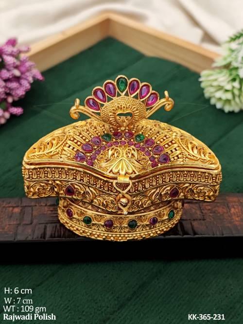 Temple Design Rajwadi Polish Design Sindoor Box  