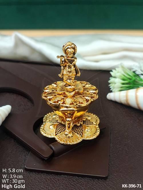 Temple Design High Gold Polish Krishna  Sindoor Box 