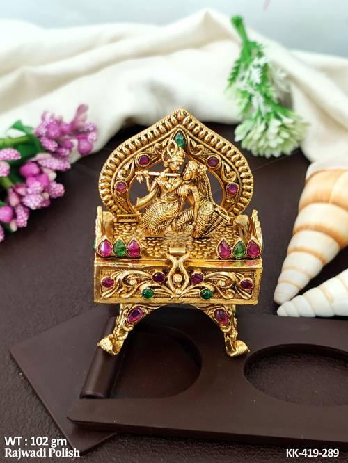 Traditional Rajwadi Polish Temple Kumkum Box 