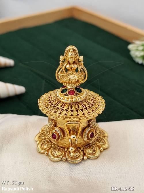 Rajwadi Antique Kumkum Box with Goddess Design