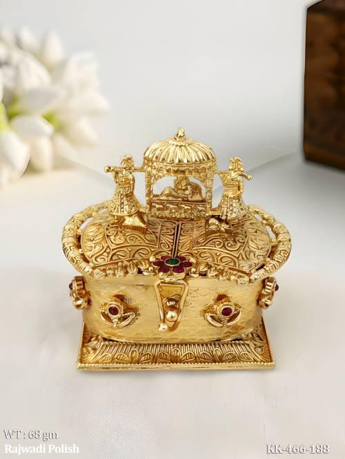 Designer Pooja Kumkum Storage Box with Antique Finish