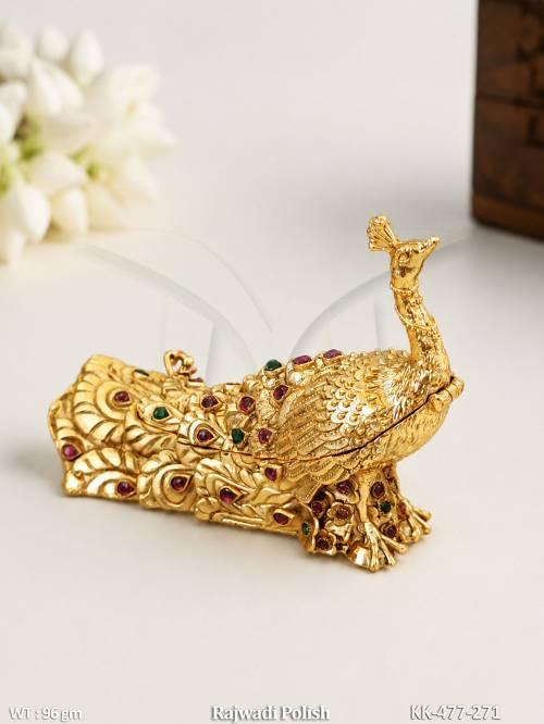 Royal Peacock Gold Sindoor Box
