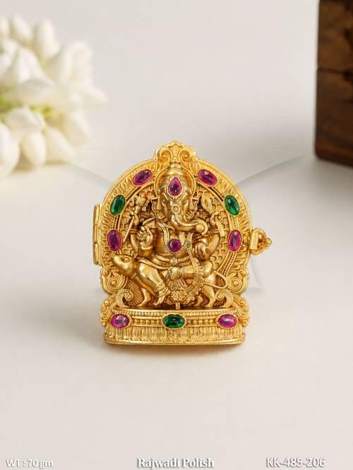 Royal Gold Lord Ganesha Temple Sindoor Box 