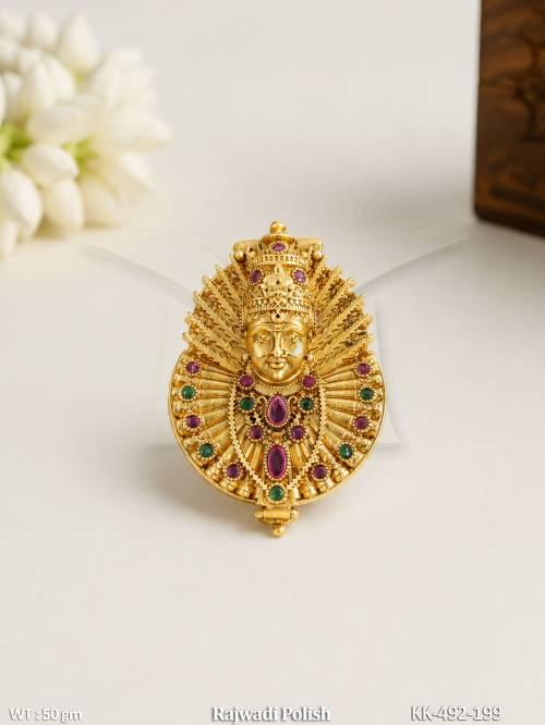 Royal Rajwadi Devi Face Sindoor Box with Intricate Temple Design