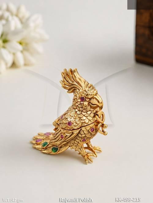 Traditional Gold Parrot Designer Kumkum Box