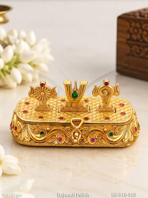 Rajwadi Gold Polish Designer Kumkum Box