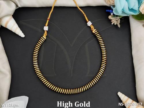 Elegant High Gold Polish Hasli  Necklace Traditional Maharashtrian Jewelry