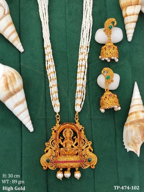 traditional laxmi mata antique design temple pendant set