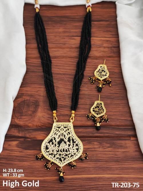 High Gold Polish Beautiful Design fancy Style Party wear Designer Long Thewa Necklace Set